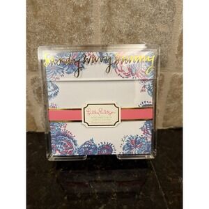 Lilly Pulitzer Note Set,‎ acrylic holder, Gypsea Girl design NEW